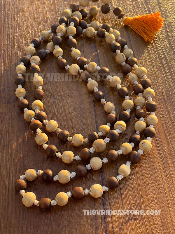 108+1 Brown & White Original Tulsi Mala