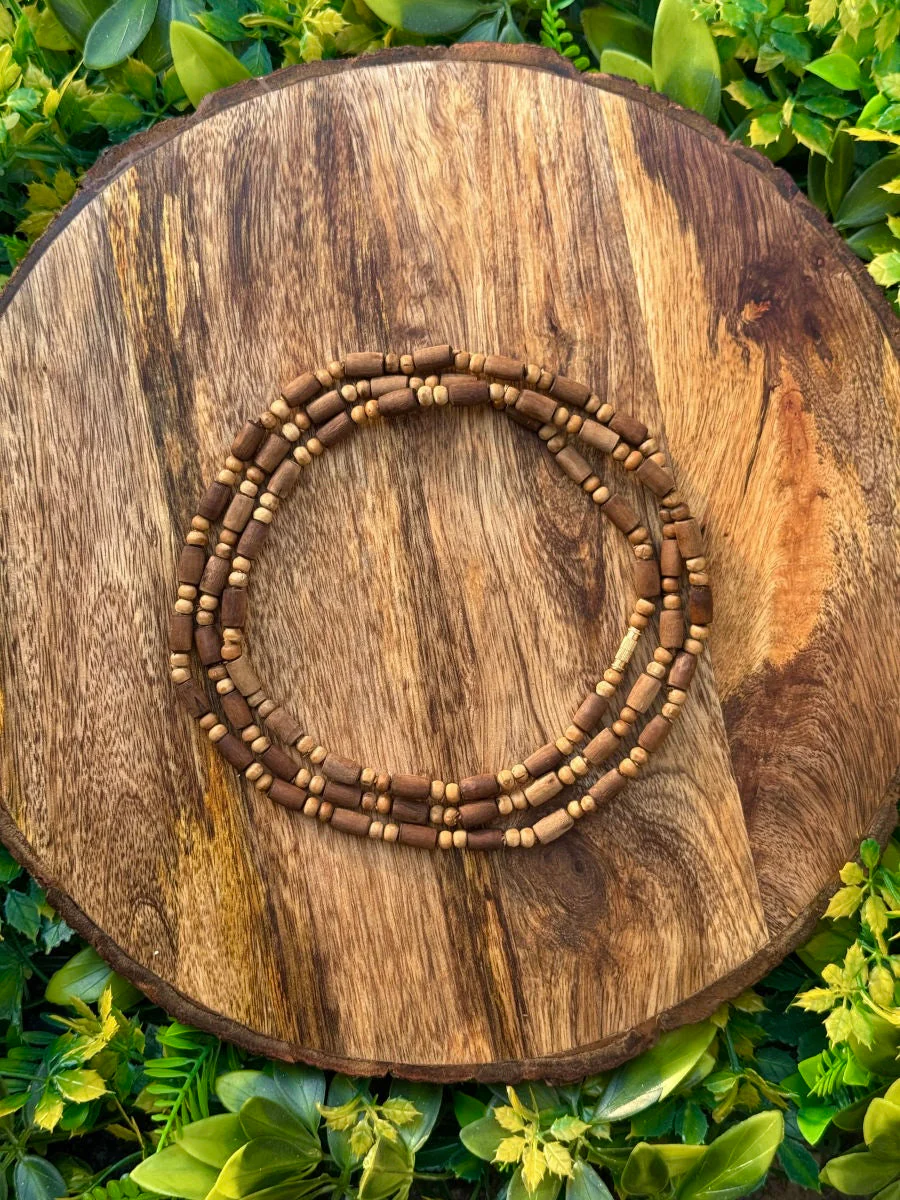 3 Round Brown Original Tulsi Mala(Long+Round Beads Mix) - Image 2
