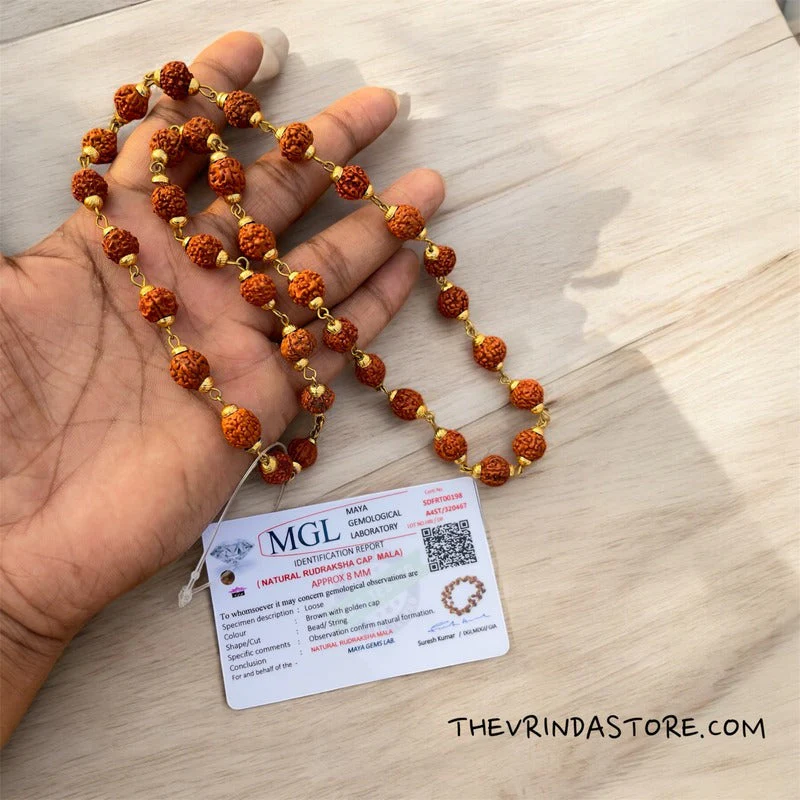 Authentic Rudraksha Necklace Mala(8 mm)