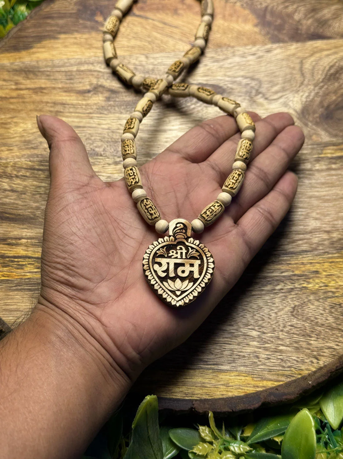 Shri Ram Locket & Ram Name Beads Original Tulsi Mala - Image 2